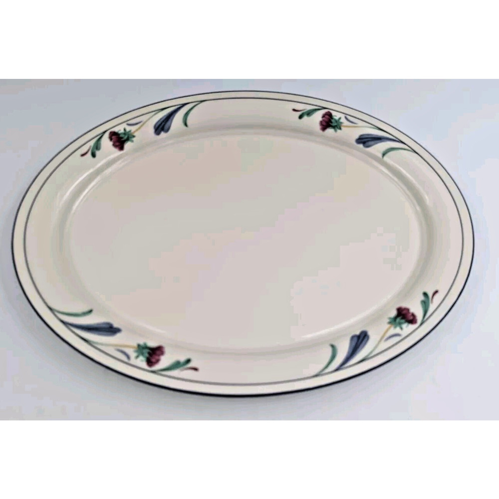 Lenox Chinastone Poppies on Blue Serving Platter Oval Plate 14" USA